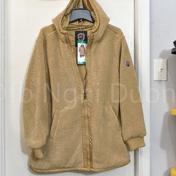 1 Madison women Fuzzy Jacket‎ Tan - Picture 1 of 9
